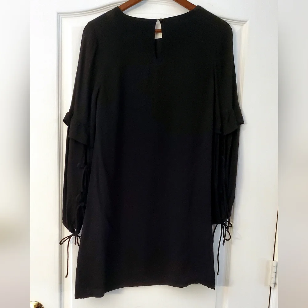 Sugar Lips Black lined long sleeve Tunic Dress with ties on sleeves S - Picture 4 of 8